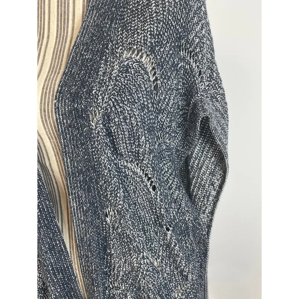 Anthropologie Moth Blue Open Front Sleeveless Sweater Vest Oversized Size Medium